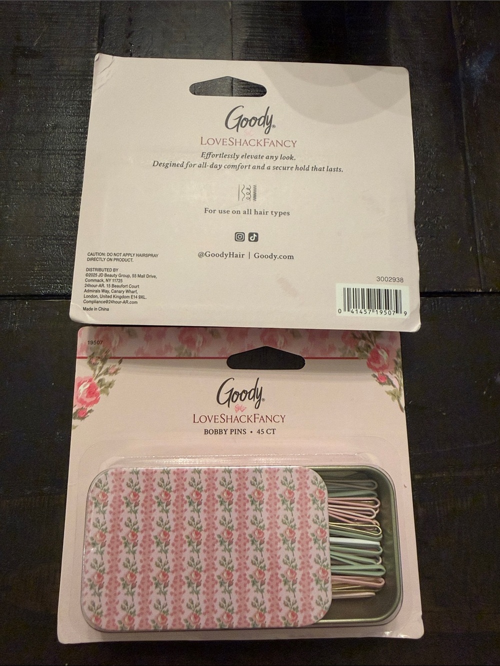 LoveShackFancy Goody Pastel Floral Bobby Pins Set - Pink, Mint, Gold